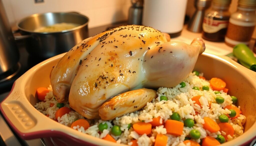 Roasted Chicken and Rice Casserole Preparation